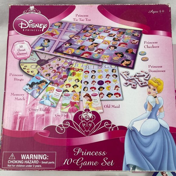 Disney Princess 10 Game Set Board Game Cards Bingo Dominoes Kids Family Gift - Picture 2 of 10